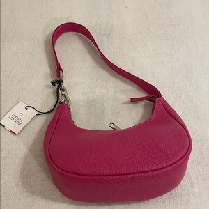 Classic Hot Pink Shoulder Bag in Italian Leather